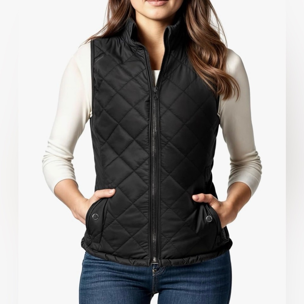 Puffer vest jacket in black • large•